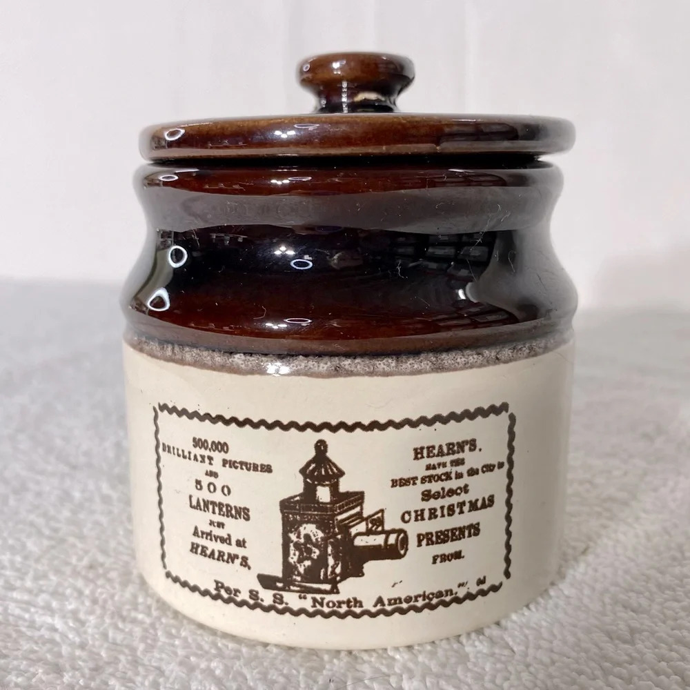 Vintage Ye Old Canadian Crockery Ceramic Abenakis Kitchen Crock Mini Canister